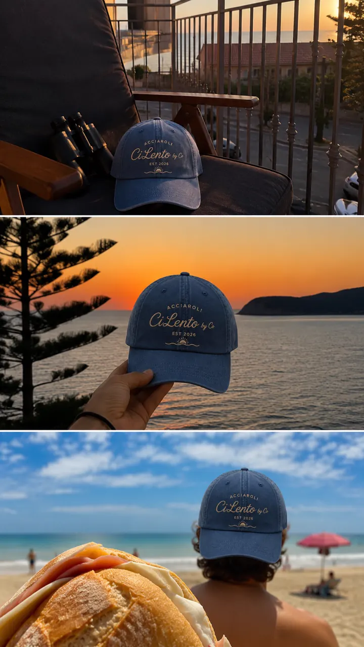 Il cappello davanti al mare al tramonto